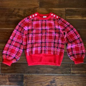 crown & ivy Tartan Sweater size S red, pink, blue
